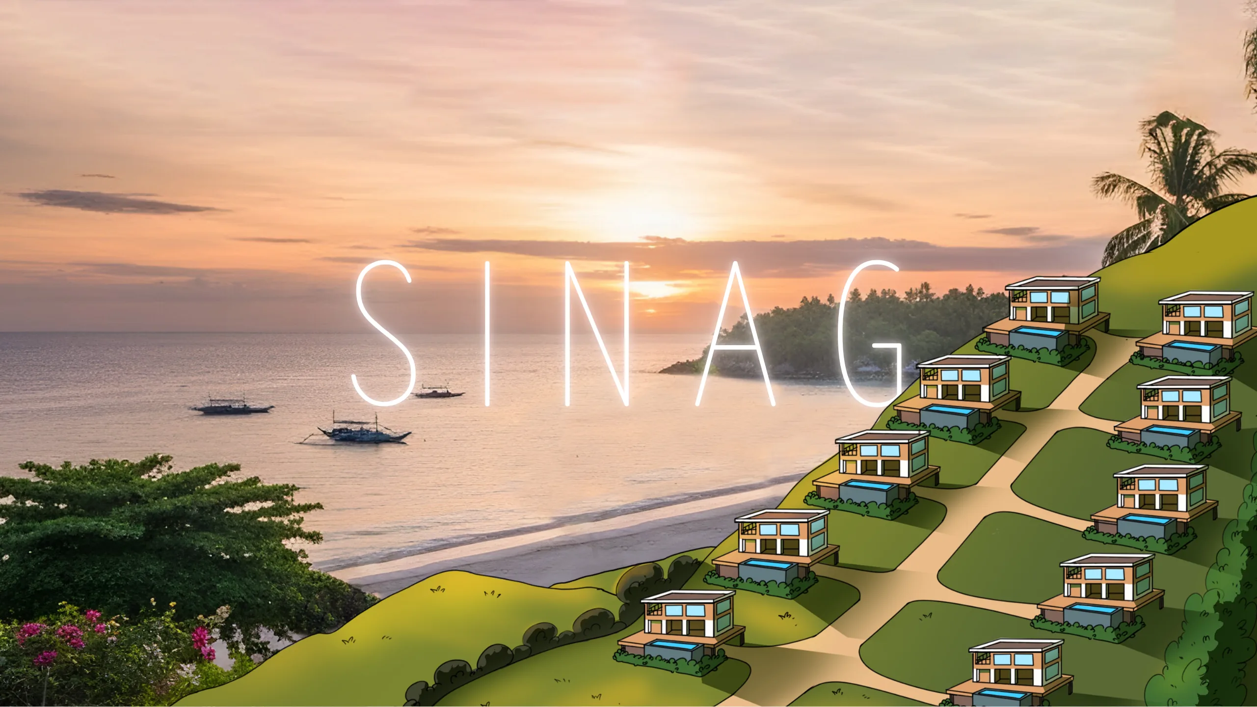 SINAG — villas on the hillside at sunset